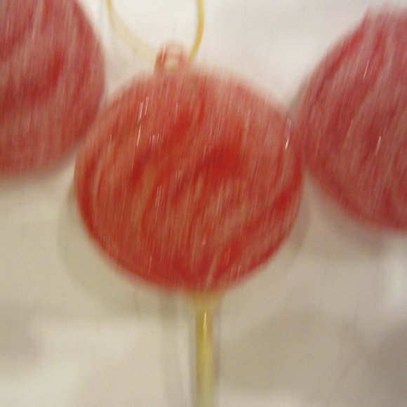 VTG 60'S RED LOLLIPOP ORNAMENTS, SWIRL W/SUGAR COAT, STAR BRAND CO - Picture 4 of 6